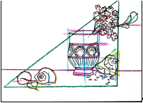 Графічний аналіз композиційної організації форм власного дизайн – проекту натюрморту з мушлями