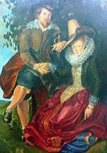 Копия картины П.П. Рубенса 'Автопортрет с Изабеллой Брант' для оформления интерьера кабинета 'Истории мировой культуры' колледжа